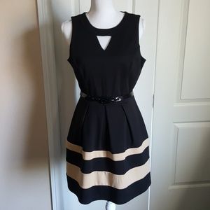 Black and tan stripe dress